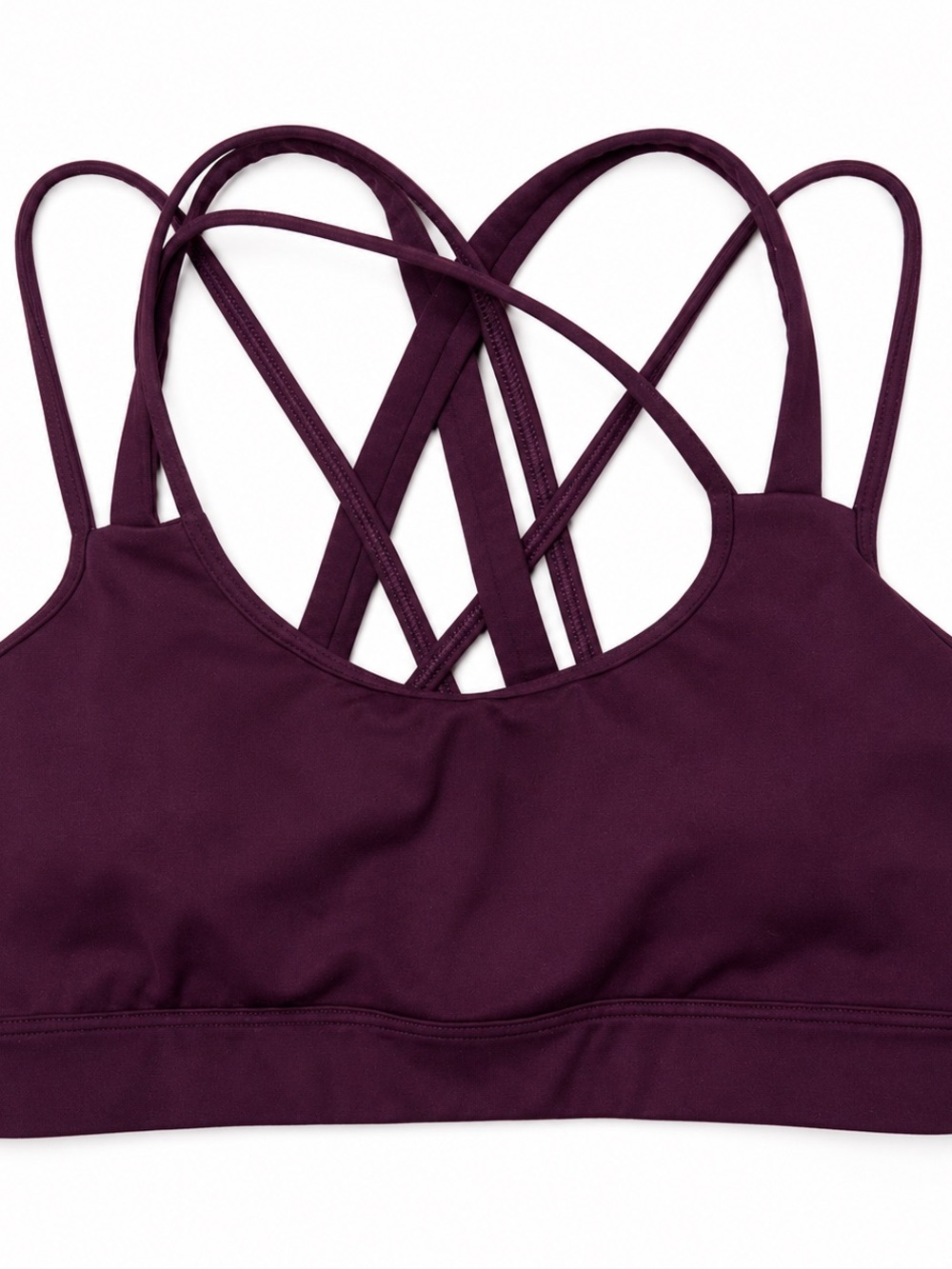 Victoria Sport Strappy Criss Cross Back Sports Bra Plum Burgundy Size S